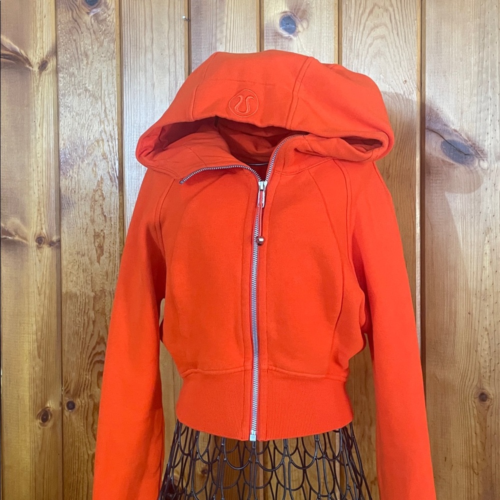 lululemon athletica Jacket Lululemon Scuba Full-Zip Cropped Hoodie Solar Orange - Picture 4 of 14